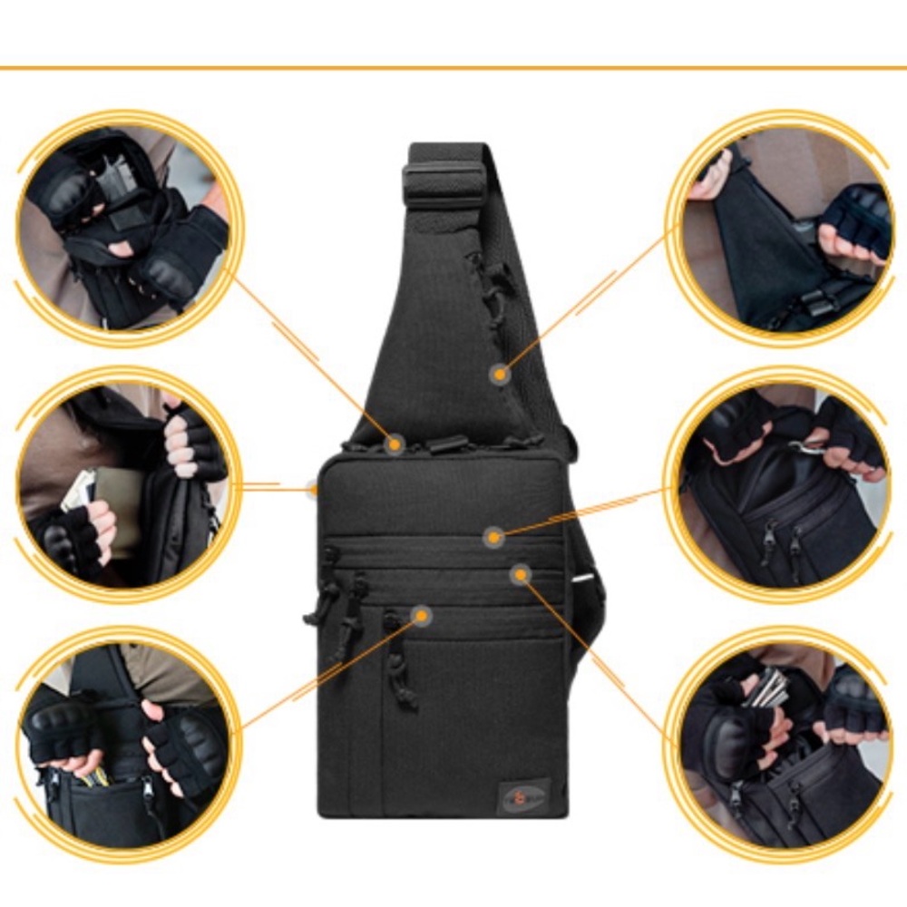 Black Tactical Compact Sling Bag | Concealed Carry - Picture 3 of 7